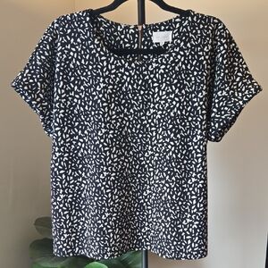 MELLODAY Black and White Patterned Short Sleeve Top Blouse